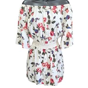 J for Justify Floral Off-Shoulder Romper Size S
